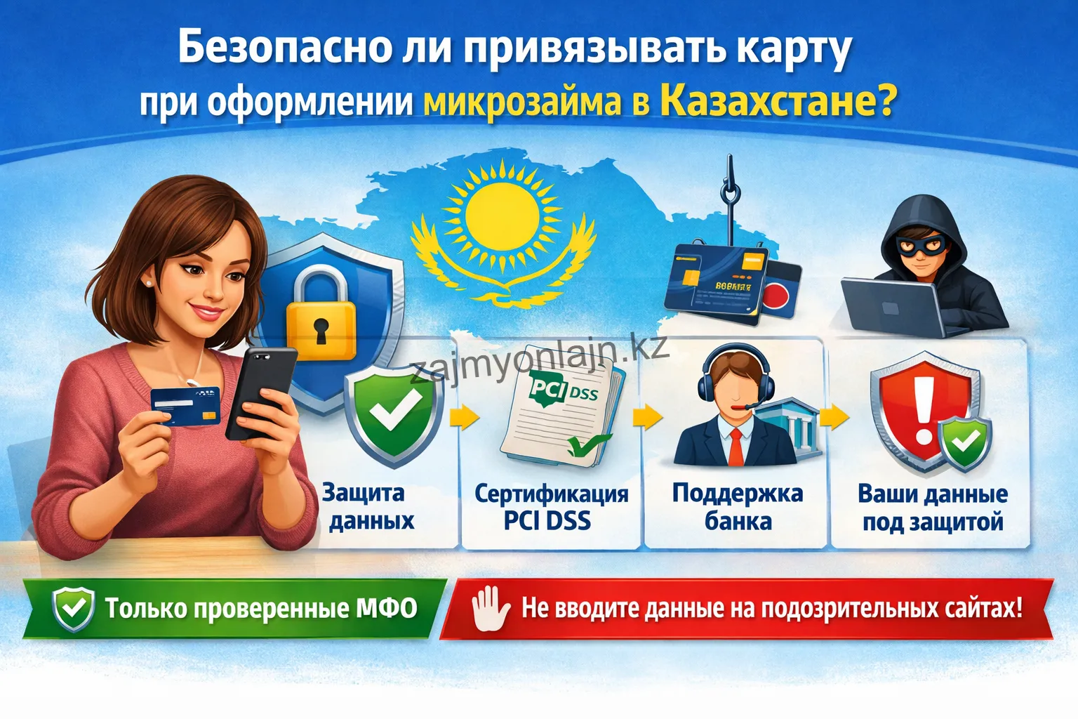 Безопасно ли привязывать карту при оформлении микрозайма в Казахстане?